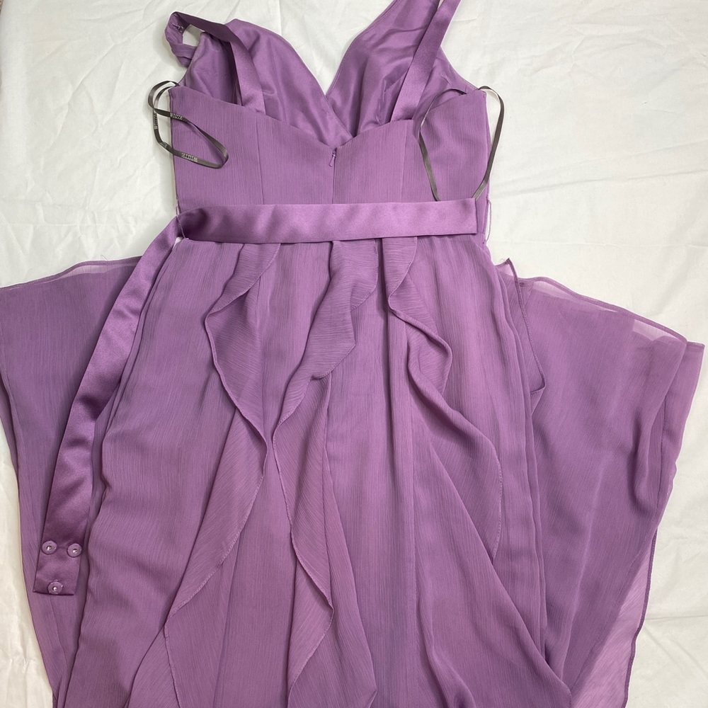 White by Vera Wang Lavender Purple Ruffle V-Neck Dress